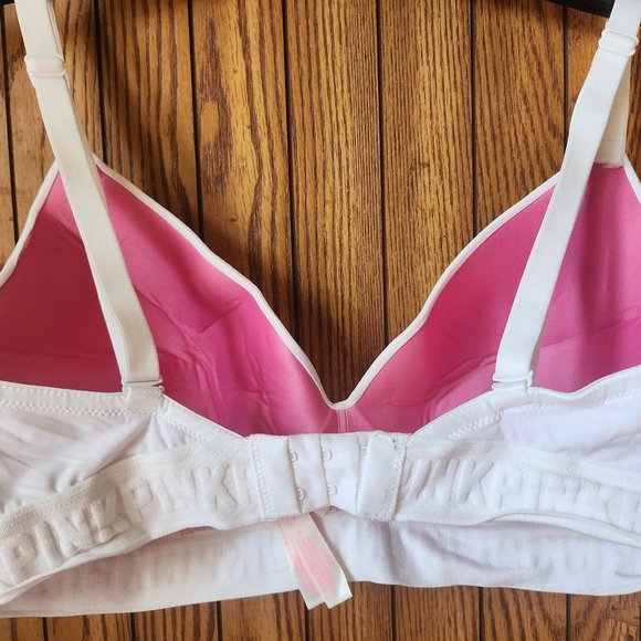 VICTORIA SECRETS PINK WEAR EVERYWHERE WIRELESS LIGHTLY LINED BRA ~ 36D ~ WHITE - Picture 3 of 4
